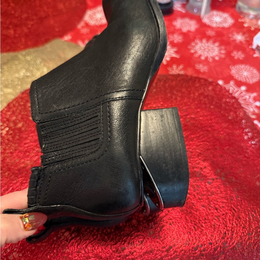 Alexander Wang Kori Black Leather Cut-Out Heel Ankle Boots Size 37 - Picture 5 of 6